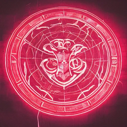 Image similar to the sigil glows red on a dark surface