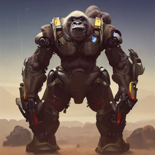 Prompt: science-fiction character portrait of Winston gorilla from Overwatch, intricate, wild, highly detailed, digital painting, artstation, upper body, concept art, smooth, sharp focus, illustration, art by artgerm and greg rutkowski and alphonse mucha