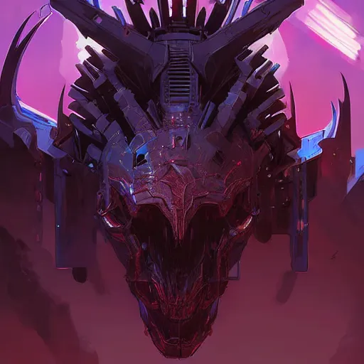 Image similar to a cyberpunk dragon skull, by guweiz and wlop and ilya kuvshinov and artgerm and josan gonzalez, digital art