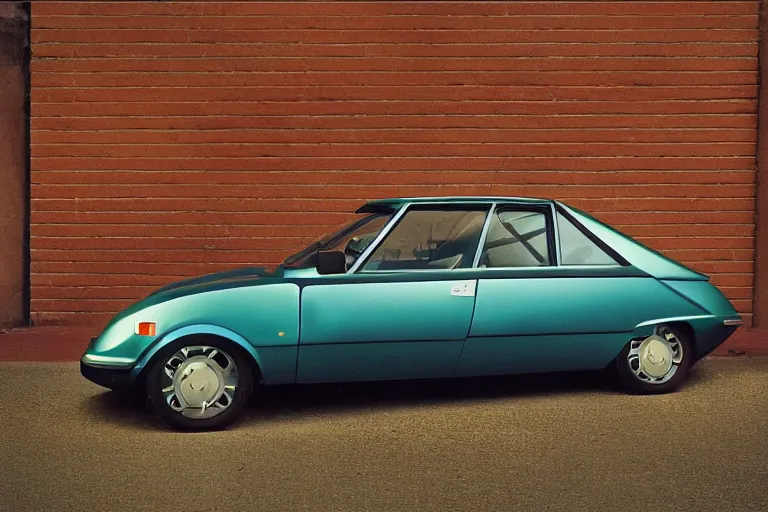 Prompt: stylized poser of a single 1973 Citroen F1, thick neon lights, ektachrome photograph, volumetric lighting, f8 aperture, cinematic Eastman 5384 film