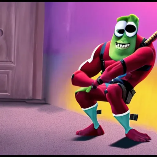 Image similar to Deadpool As seen in Pixar animated movie Monsters Inc. 4K quality super realistic