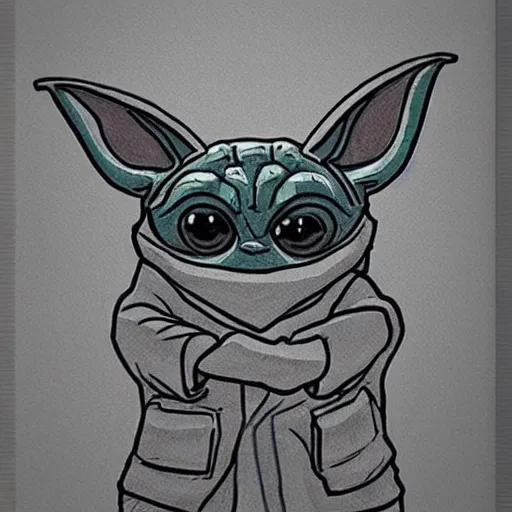 Prompt: kawaii yoda, 2d, lineart