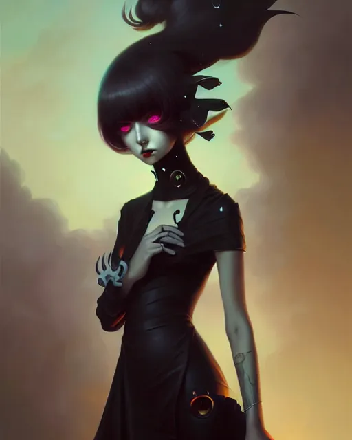 Image similar to portrait of cute goth girl, by peter mohrbacher and ilya kuvshinov and wlop