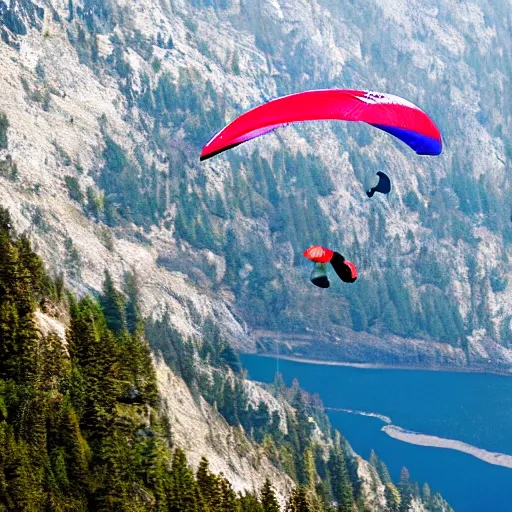 Prompt: a bear paragliding, photo, 8 k resolution