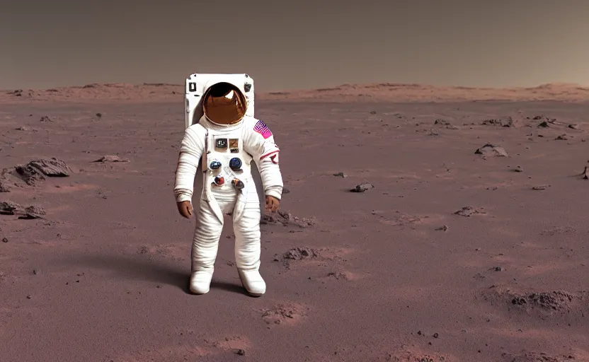 Image similar to studio photography of an astronaut standing on planet mars, photorealistic, highly detailed, 8 k rez, ultra hd, smooth, sharp focus