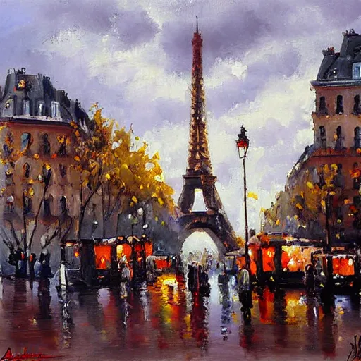 Prompt: painting Paris by style Antoine Blanchard