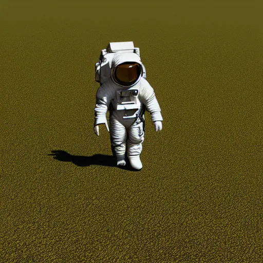 Prompt: a 3 d render of an astronaut walking in a green desert,