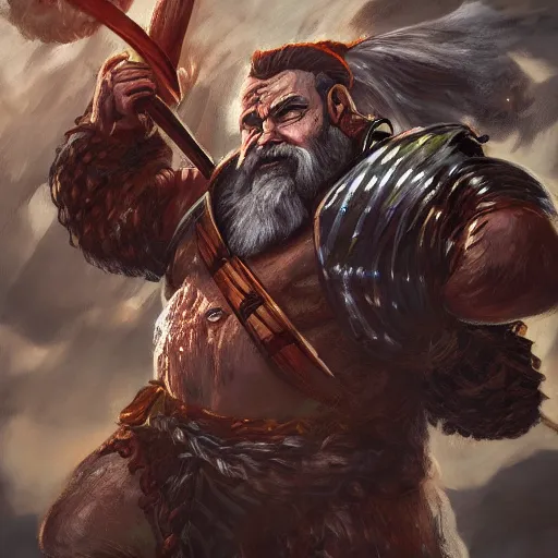 Image similar to a fantasy comic book style portrait painting of a dwarf berserker swinging axes, fighting monsters, octane render, hyperreal, 8 k