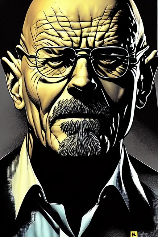 Image similar to character art by mike deodato, walter white, absolute chad