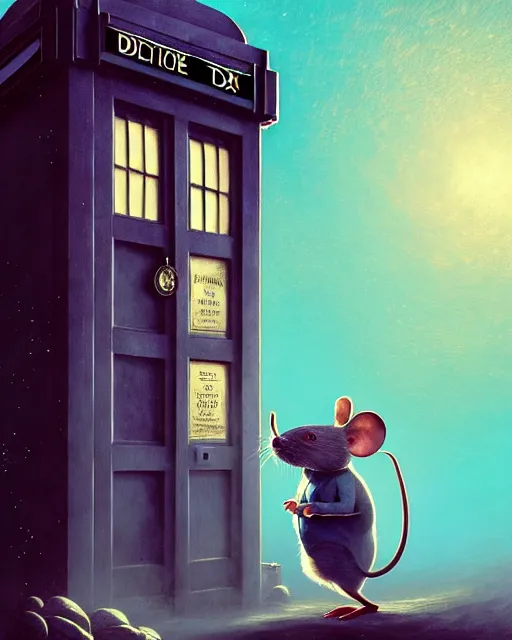 Image similar to anthropomorphic art of a detective mouse inside tardis, victorian inspired clothing by artgerm, victo ngai, ryohei hase, artstation. fractal papersand books. highly detailed digital painting, smooth, global illumination, fantasy art by greg rutkowsky, karl spitzweg, doctor who