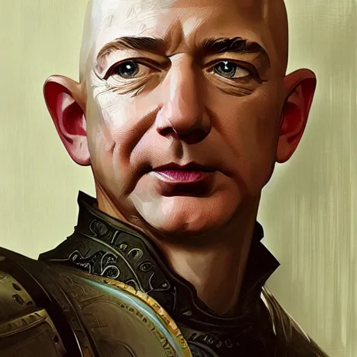 Image similar to jeff bezos as a game of thrones character, highly detailed digital painting, artstation, concept art, smooth, sharp focus, illustration, art by artgerm and greg rutkowski and alphonse mucha