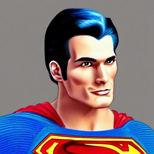 Image similar to superman with a thin jaw line and a thin nose, he have blond hair and two sides hair