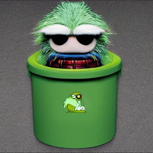 Prompt: oscar the grouch but it's rey skywalker, rey skywalker as oscar the grouch