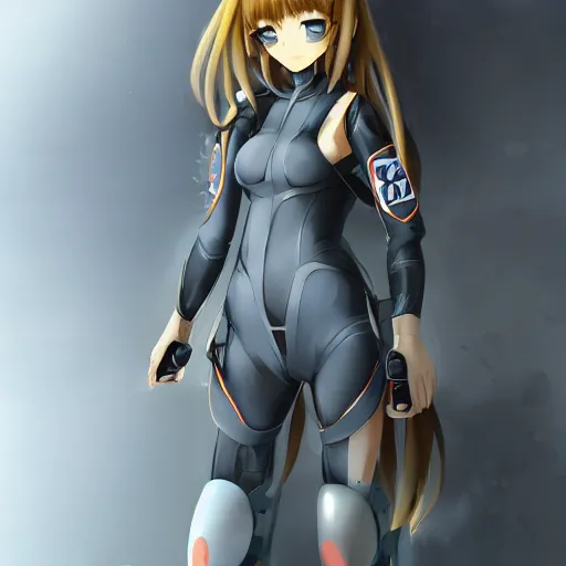 Image similar to beautiful anime girl in a plugsuit, artstation, highly detailed, high quality