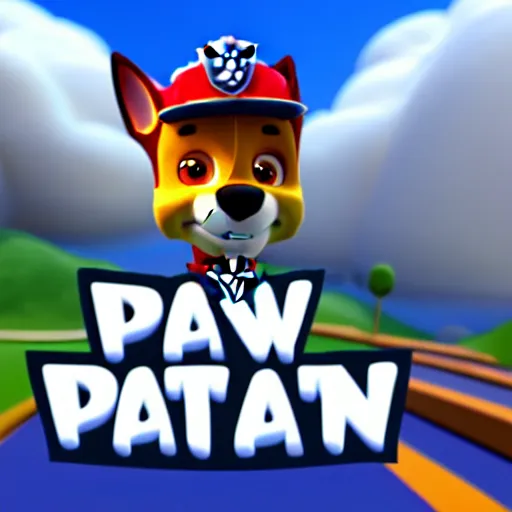 Prompt: paw patrol logo, 3 d model, cartoony, pixar style, artstation, unreal engine, in the clouds, 4 k, ultra quality