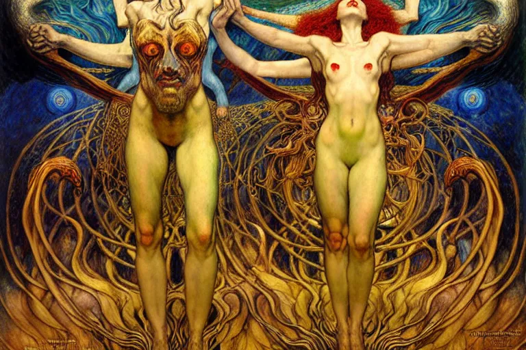 Image similar to Divine Chaos Engine by Karol Bak, Jean Delville, William Blake, Gustav Klimt, and Vincent Van Gogh, symbolist, visionary