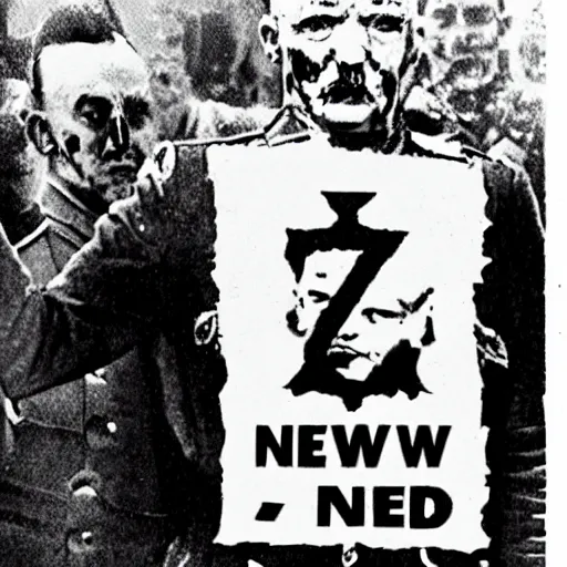 Image similar to Hitler Zombie, king of the new world order, no text,