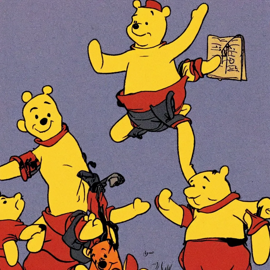 Image similar to winnie the pooh performing a nazi salute