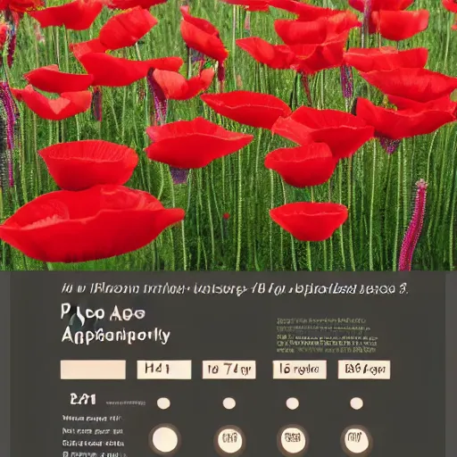 Prompt: papaver rhoeas, infograph - h 7 0 4