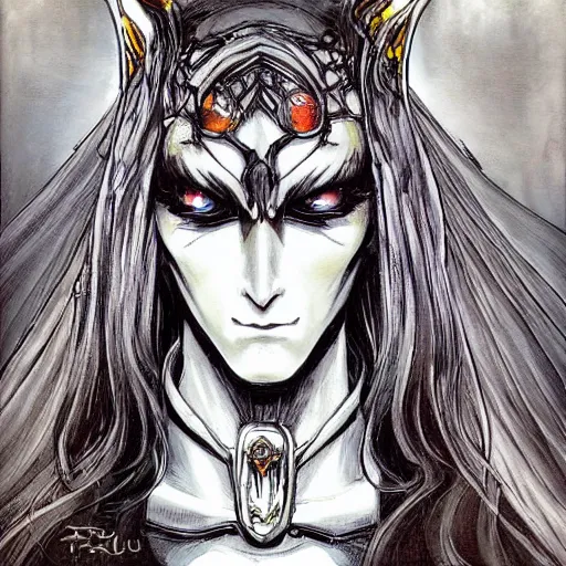 Image similar to Beautiful Sauron in the style of Ayami Kojima, portrait