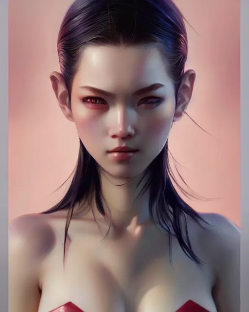 Image similar to face closup portrait view of caucasian caucasoid pale skin beauty, bikini armor, paint by ilya kuvshinov and ross tran and karol bak and stanley lau and anna dittmann and artgerm and xiaoguang sun and tian zi