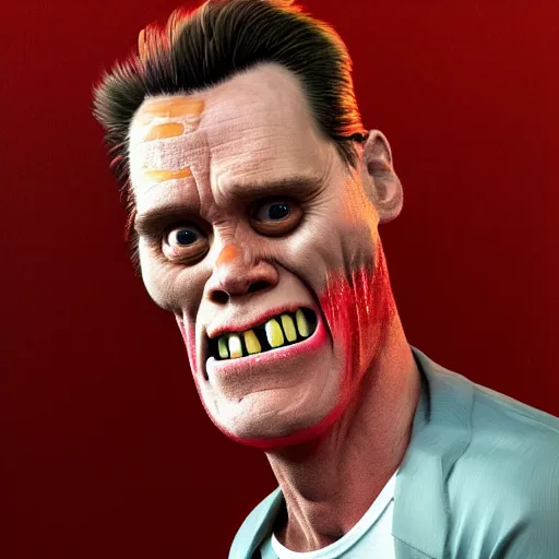 Image similar to jim carrey is fused into a meat stick, hyperdetailed, artstation, cgsociety, 8 k