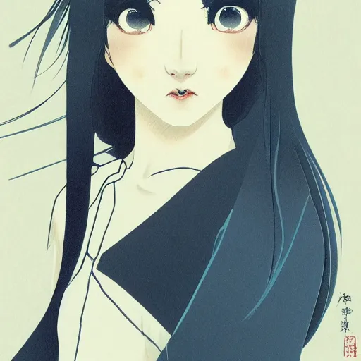 Image similar to young girl by makoto aida, detailed, illustration