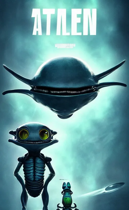 Image similar to cute, imaginative, alien poster art, movie art, alluring, by lucusfilm, weta studio, 8 k, denoised