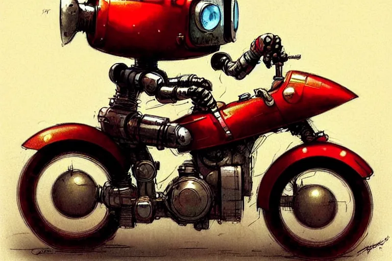 Image similar to adventurer ( ( ( ( ( 1 9 5 0 s retro future robot android mouse riding a motorcycle. muted colors. ) ) ) ) ) by jean baptiste monge!!!!!!!!!!!!!!!!!!!!!!!!! chrome red