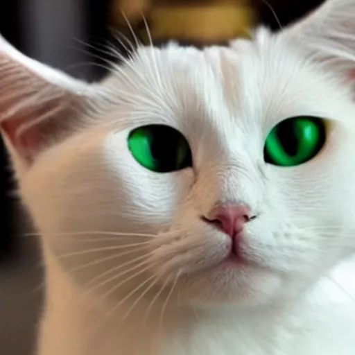 Prompt: [white cat, green eyes], left in the picture, [black cat, yellow eyes], right in the picture