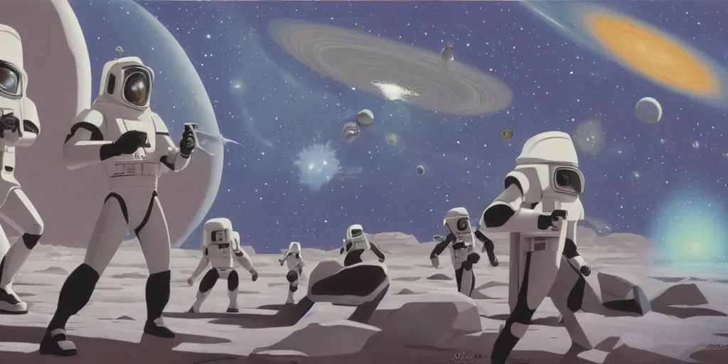 Image similar to space rangers vs the universe concept art, by ralph mcquarrie