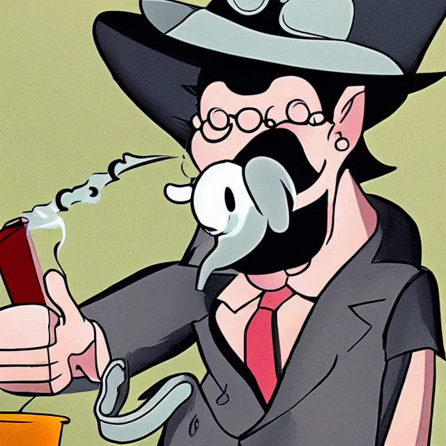 Image similar to still of max from sam and max smoking