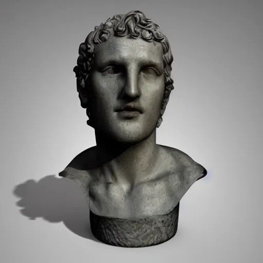 Image similar to 3 d renaissance statue head, mix with neon art, highly detailed