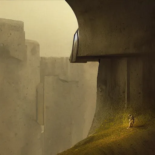 Image similar to two soldiers hiding in an bunker, Matte painting , detailed painting, greg rutkowski