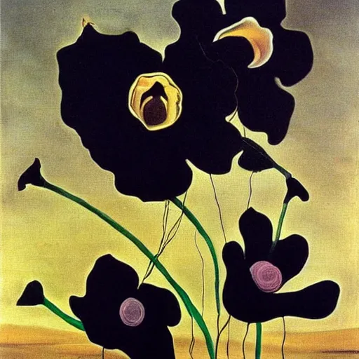 Image similar to black flowes by salvador dali