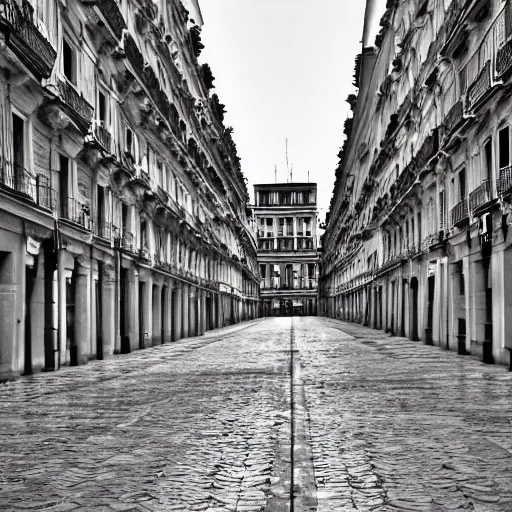 Prompt: madrid empty streets by antonio lopez garcia