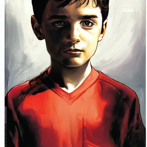 Prompt: Alex Ross and Sergio Bleda and Jérémy Petiqueux and Alex Maleev artwork of a portrait of a boy super scientest