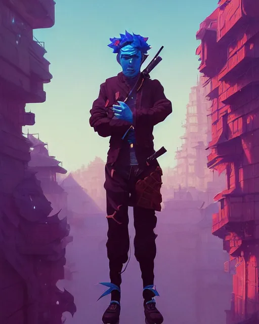 Image similar to highly detailed surreal vfx portrait of a nowpunk ninja, stephen bliss, unreal engine, greg rutkowski, loish, rhads, beeple, makoto shinkai and lois van baarle, ilya kuvshinov, rossdraws, tom bagshaw, alphonse mucha, global illumination, detailed and intricate environment