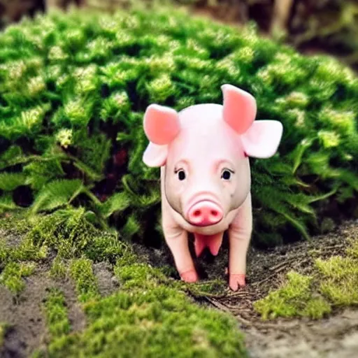 Prompt: beautiful miniature piglet wearing a sunhat, piggy, baby animal, cute, adorable, summer, garden