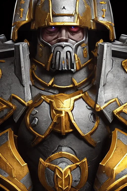 Image similar to armor portrait heros warhammer 4 0 k horus heresy fanart - the primarchs emperor by johannes helgeson animated with vfx concept artist & illustrator global illumination ray tracing hdr fanart arstation zbrush central hardmesh 8 k octane renderer