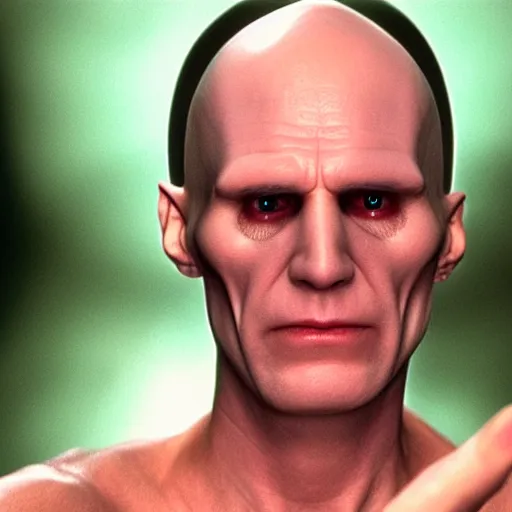 Prompt: Film still of Jim Carrey as Voldemort