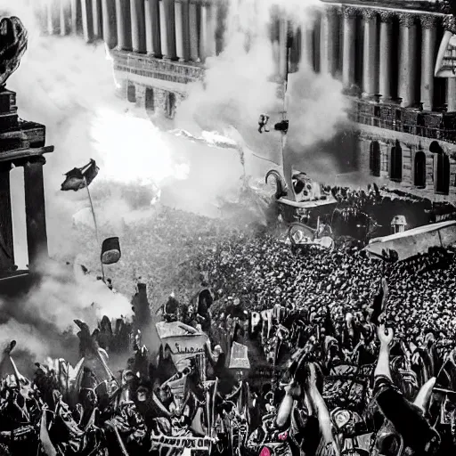 Image similar to January 6 capitol riot in the style of Zack Snyder film