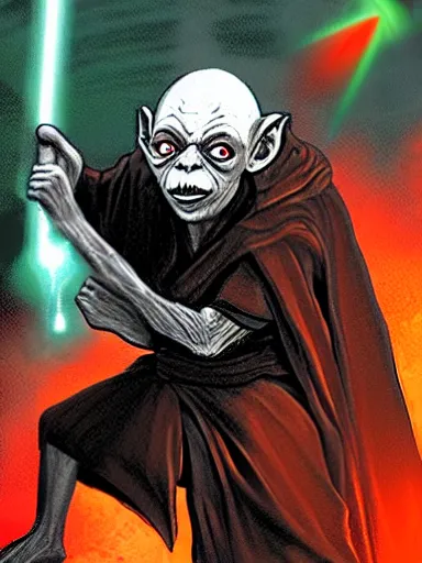 Prompt: Gollum as Sith Lord