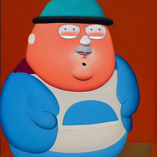 Image similar to a fernando botero painting of eric cartman, oil on canvas, art