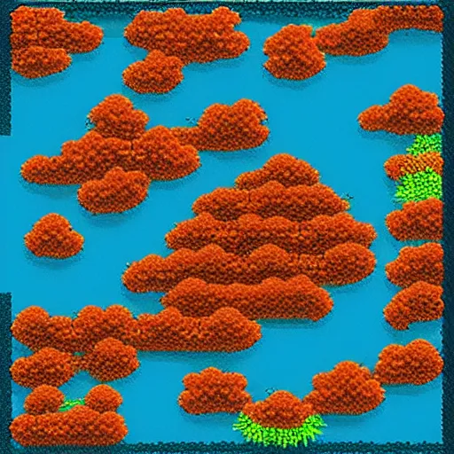 Image similar to an exotic coral reef, # pixelart