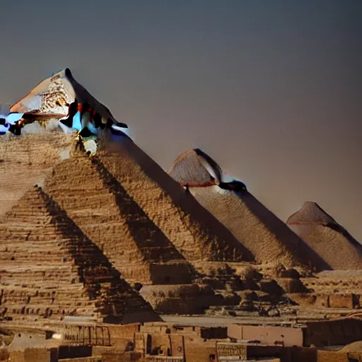 Prompt: a photo of a beautiful intricate futuristic hyper detailed cyber sphynx of egypt, cinematic lighting, taken with tilt shot