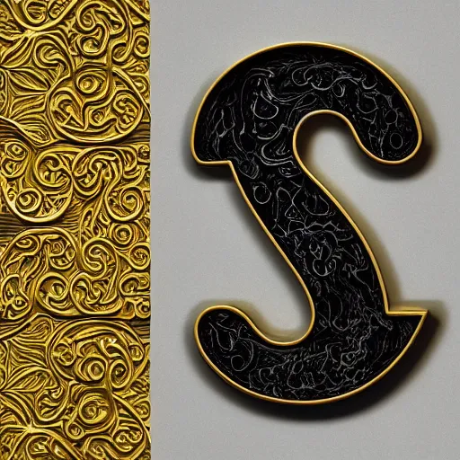 Prompt: a 3 d render of letter 3 d letter c, the style of rococo, calligraphy, intricate details, ancient swirls, pastel colors, colorful, octane render, digital painting, hyperdetails, hand carved, unreal engine, engraving, letter design letter c, type design letter c, featured behance type design letter c, gold wire and black marble