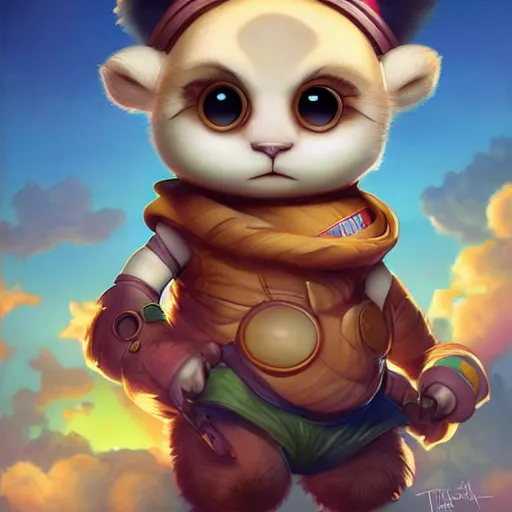 Image similar to teemo from league of legends, Pixar style, by Tristan Eaton Stanley Artgerm and Tom Bagshaw.