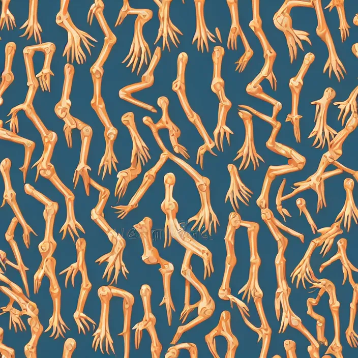 Image similar to vector pattern with human body parts, vector illustration, simple colors, minimalism, symmetry, symmetrical, looping, artstation, DeviantArt