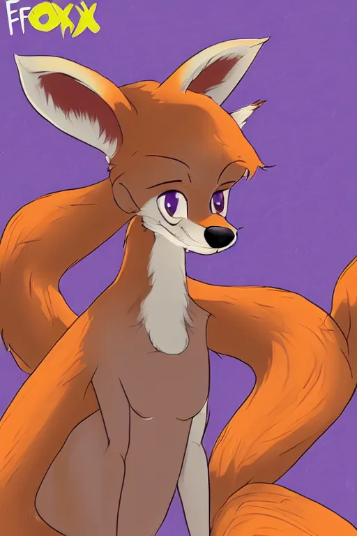 Image similar to a fox fursona, trending on furaffinity, by don bluth, furry art, digital art